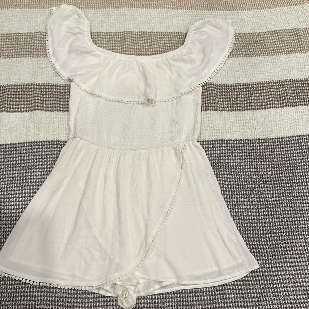 j for justify women’s white lace romper size large